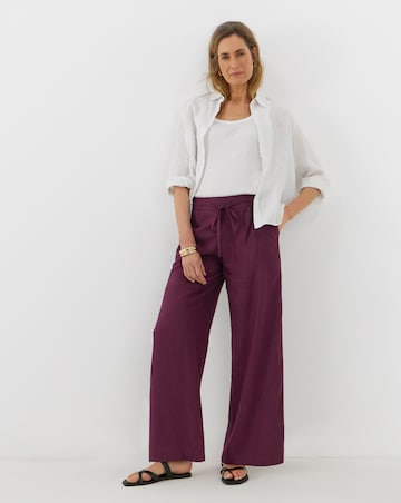 Linen Mix Wide Leg Trousers