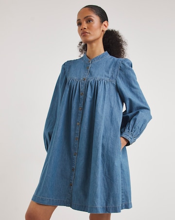 Whistles Chambray Denim Trapeze Dress