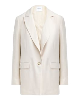 Stone Linen Single Breasted Relaxed Blazer