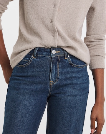 Dark Blue Turn Up Straight Leg Jean