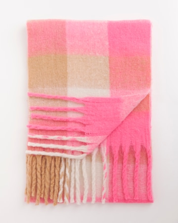 Pink Check Super Soft Blanket Scarf