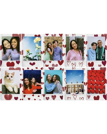Fujifilm Instax Mini 9 Instant Camera with 10 Shot Heart Sketch Film Pack - Pink
