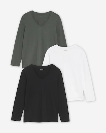 3 Pack V-Neck Long Sleeve T-Shirts