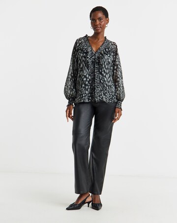 Ruffle Crinkle Chiffon Blouse