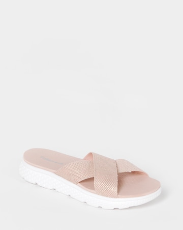 Cushion Walk Rose Gold Shimmer Glitter Crossover Sandals - Extra Wide Fit (EEE)