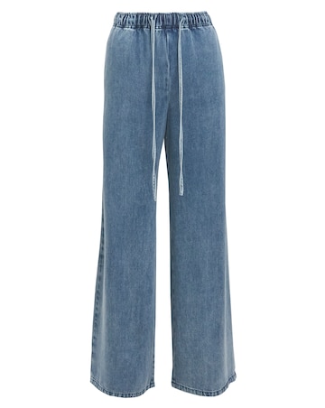 Simply Be Light Wash Denim Lyocell Tie Front Palazzo Jeans