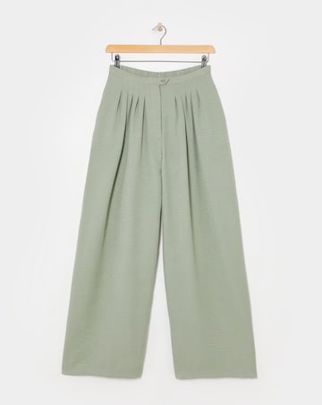 Soft Green Herringbone Wide Leg Trouser