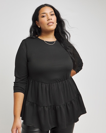 Long Sleeve Ribbed Tiered Top