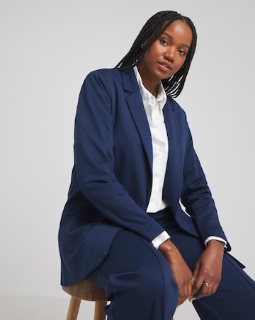 Navy Stretch Ponte Jersey Relaxed Blazer