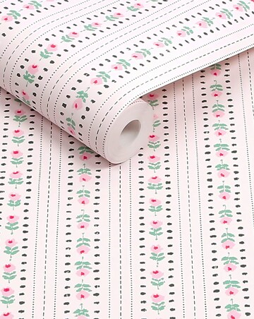 Cath Kidston Rose Ticking Stripe Wallpaper