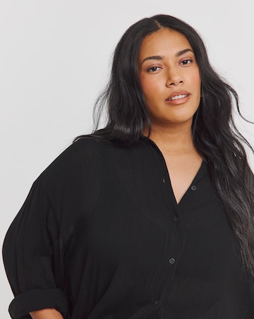 Simply Be Black Crinkle Shirt
