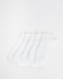 Pretty Secrets (5 Pair Pack) Super Value Trainer Liner Socks (Wide Fit) White