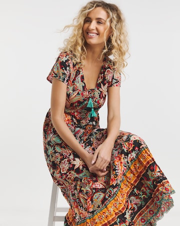 Joe Browns Saffron Border Print Cotton Maxi Dress