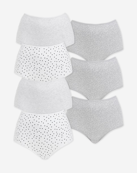 Pretty Secrets (7 Pack) Cotton Full Fit Brief Knickers Heart Print