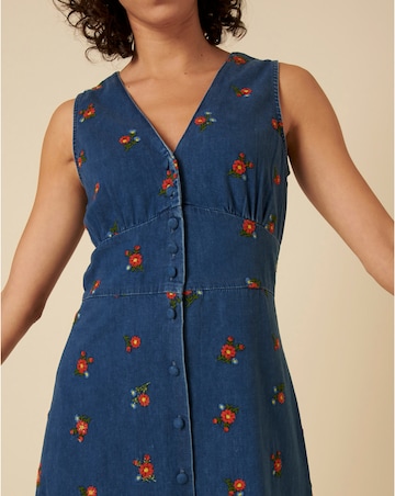 Nobody's Child Denim Sandra Embroidered Midi Dress