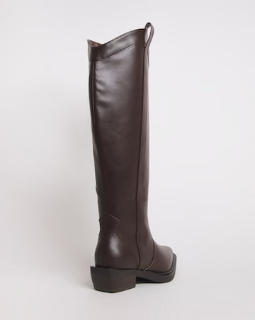Zaida Western Cowboy Knee High Boots - Wide Fit (E) & Super Curvy Calf