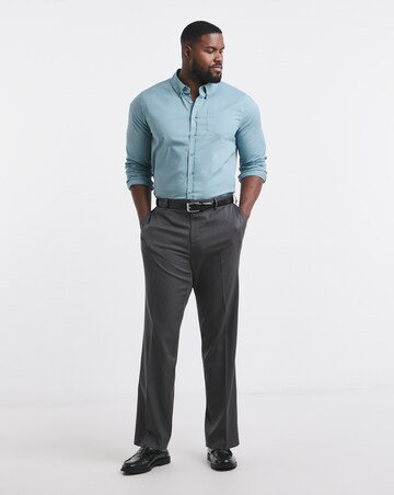 Steel Blue Long Sleeve Button Down Poplin Shirt