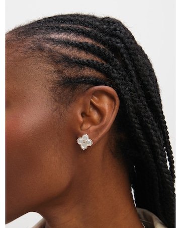 Inicio Sterling Silver Plated Mother of Pearl Clover Set - Gift Box