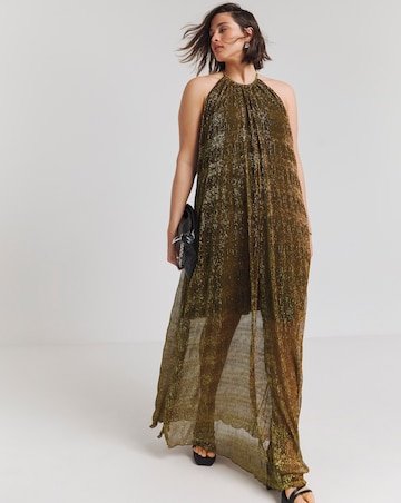 Simply Be Bronze Foil Trapeze Maxi Dress