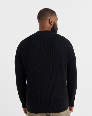 Jack & Jones Pannel Knit Half Zip - Black