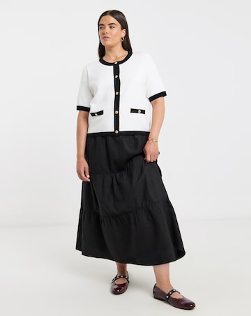 Ivory Contrast Short Sleeve Cardigan