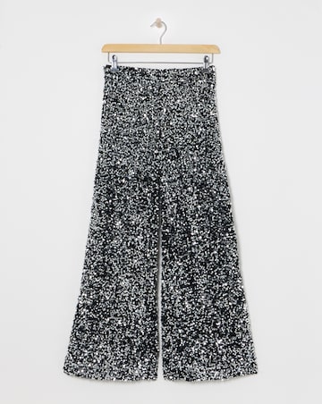 Gunmetal Wide Leg Sequin Trousers