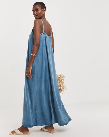 Blue Strappy Trapeze Maxi Dress