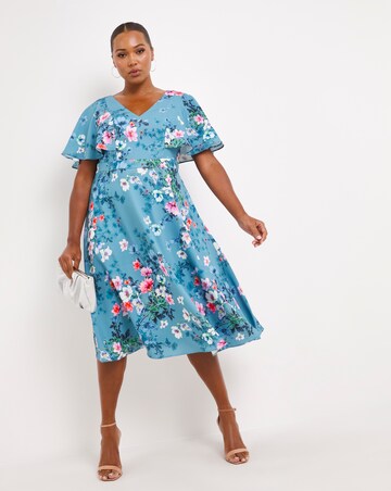 Joanna Hope Floral Print Angel Sleeve Dress