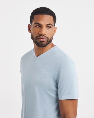 Pure Cotton V Neck T-Shirt Long - Blue Marl