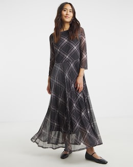 Mesh Pleated Ballet Slash Neck Dress