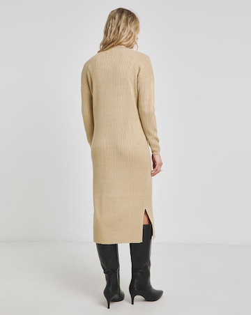 Gold Metallic Rib Knit Mini Dress