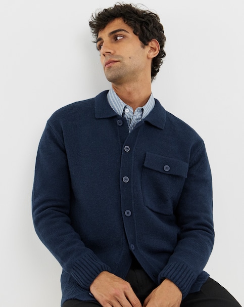 Wool Mix Button Through Knitted Shirt