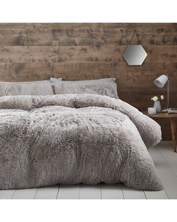 Catherine Lansfield Cuddly Duvet Set Silver