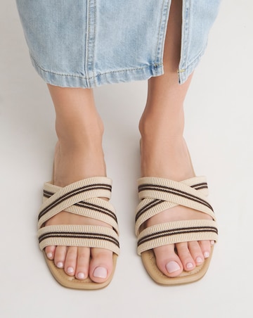 Mabel Crossover Strap Flat Mule Sandals Extra Wide EEE Fit
