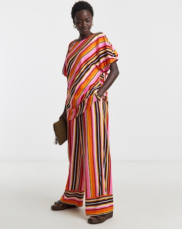 Linen Mix Wide Leg Trousers