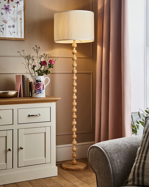 Julipa Evie Wooden Bobbin Floor Lamp