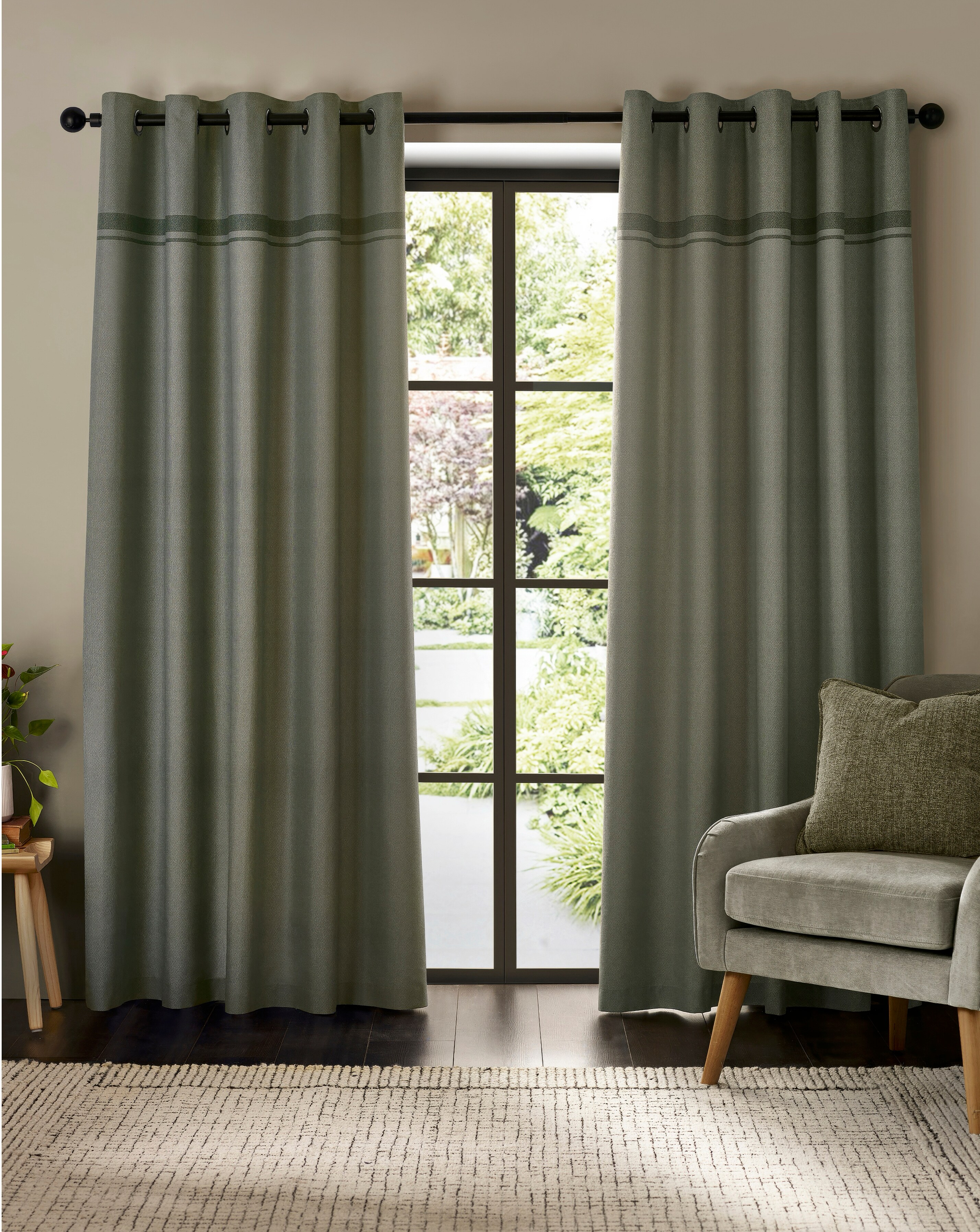 Catherine Lansfield Melville Eyelet Lined Curtains