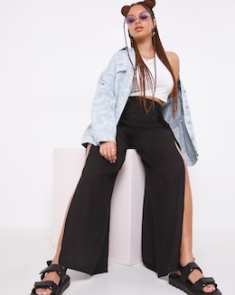 Split Front Wide Leg Trouser