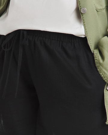 Simply Be Black Tie Waist Linen Mix Shorts