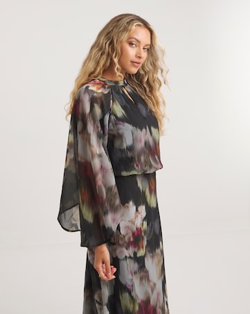 Joanna Hope Blouson Tie Neck Maxi Dress