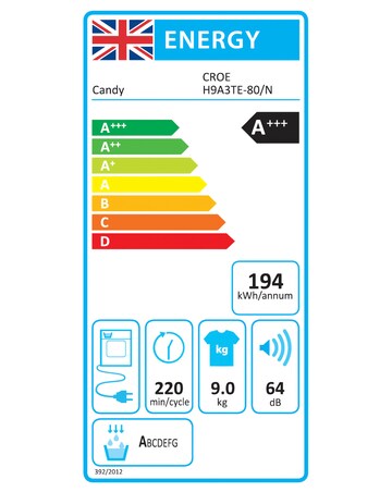 Candy Smart Pro Inverter CROE H9A3TE-80/N Wifi 9kg Heat Pump Tumble Dryer White