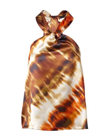 Simply Be Tie Dye Print Halterneck Satin Blouse