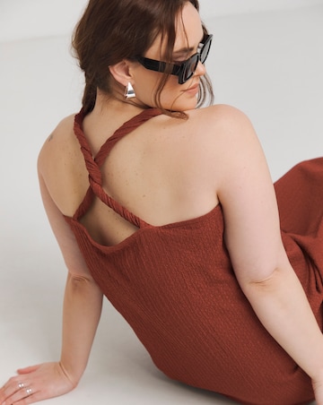Simply Be Rust Textured Jersey Trapeze Maxi Dress