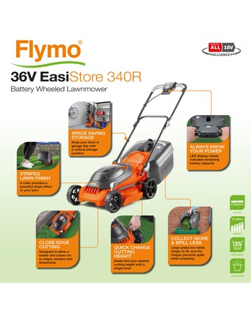 Flymo Easistore 340R Cordless 36V Rotary Lawnmower Kit