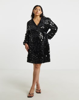 Lovedrobe Velvert Sequin Wrap Dress
