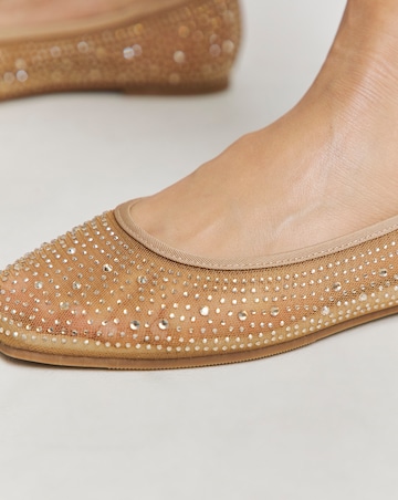 Luminous Embellished Mesh Ballet Flats - Wide Fit (E)