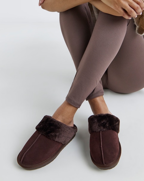 Albza Suede Closed Toe Slippers - Wide Fit (E)
