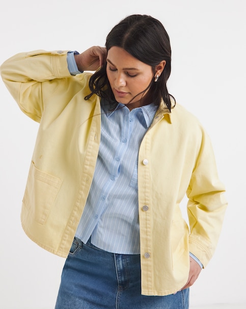 Simply Be Buttermilk Yellow Button Through Utility Jacket