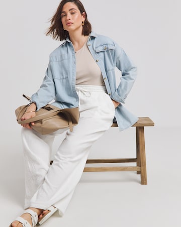 White Cheesecloth Wide Leg Trousers