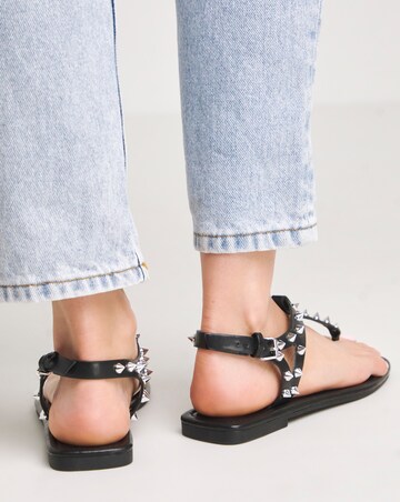 Simply Be Mila Studded Toe Post Gladiator Sandals - Extra Wide Fit (EEE)